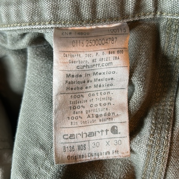 CARHARTT Men's 30x30 Green Double Front Carpenter Pants Original Dungaree Fit - Picture 6 of 6